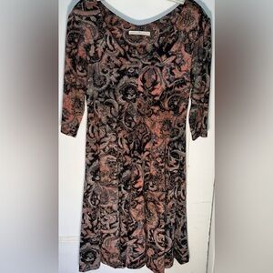 PERUVIAN CONNECTION ABSTRACT 3/4‎ SLEEVE DRESS​​​​​